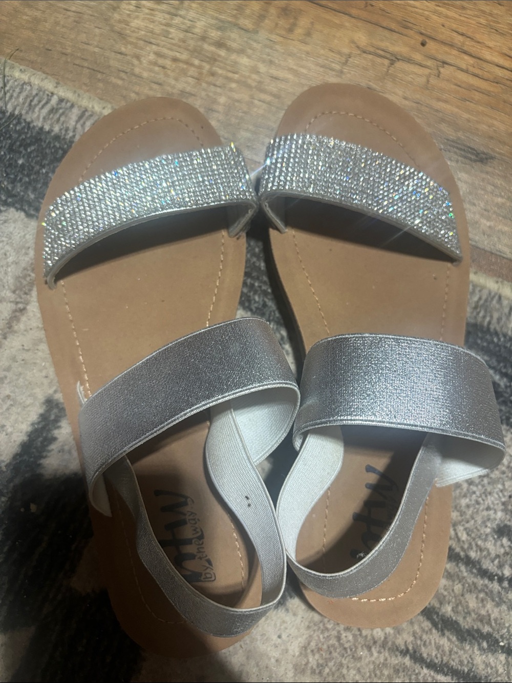 Silver Rhinestone Slide Sandals